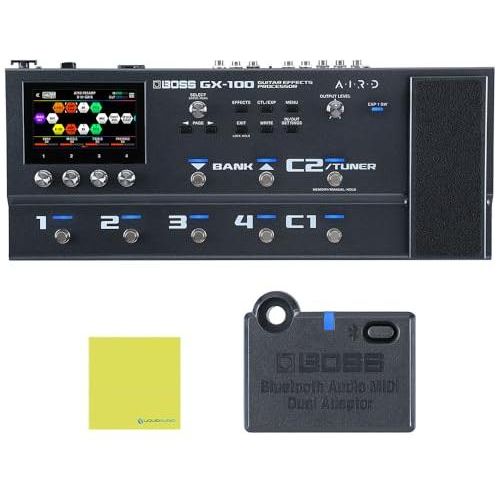 Boss GX-100 Guitar Effects Processor Pedal Bundle w/Boss BT-DUAL Bluetooth®  Audio MIDI Dual Adaptor and Liquid Audio Polishing Cloth