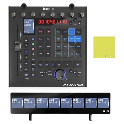 iCON Pro Audio P1 Nano Compact USB C-MIDI Control Surface Bundle w/iCon D5  Display for P1 Nano and Liquid Audio Polishing Cloth