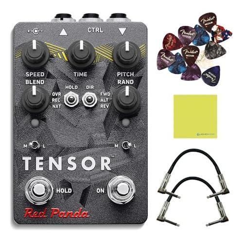 Red Panda RPL-108 Tensor and Time-Shifting Pedal Bundle w/2x Strukture  S6P48 Woven Right Angle Patch Cables, 12x Guitar Picks and Liquid Audio  Polishing Cloth