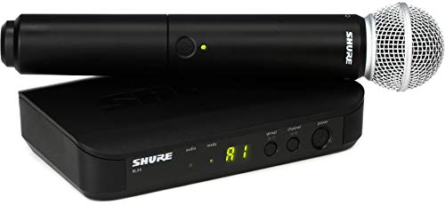 Shure BLX24/SM58 UHF Wireless Microphone System - Perfect for Church, Karaoke, Vocals - 14-Hour Battery Life, 300 ft Range | Includes SM58 Handheld Vocal Mic, Single Channel Receiver