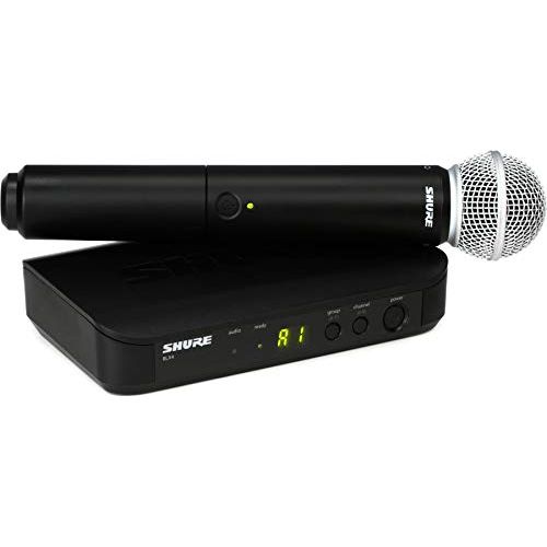 Shure BLX24/SM58 UHF Wireless Microphone System - Perfect for Church, Karaoke, Vocals - 14-Hour Battery Life, 300 ft Range | Includes SM58 Handheld Vocal Mic, Single Channel Receiver | H11 Band