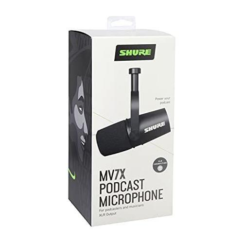 Shure MV7X XLR Podcast Microphone - Pro Quality Dynamic Mic for Podcasting & Vocal Recording, Voice-Isolating Technology, All Metal Construction, Mic Stand Compatible, Optimized Frequency - Black