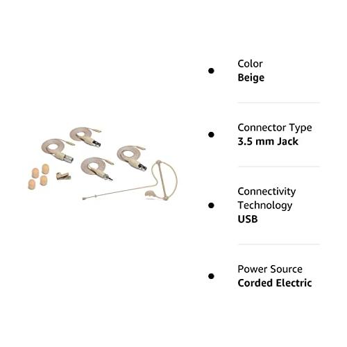 Samson Microphone with Miniature Condenser Capsule and Four Adapter Cables Compatible with Most Popular Wireless Systems