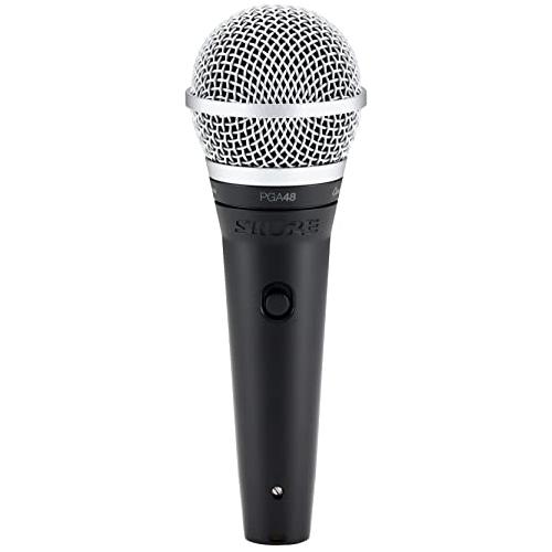 Shure PGA48 Dynamic Microphone - Handheld Mic for Vocals with Cardioid Pick-up Pattern, Discrete On/Off Switch, 3-pin XLR Connector, 15' XLR-to-XLR Cable, Stand Adapter and Zipper Pouch (PGA48-XLR)