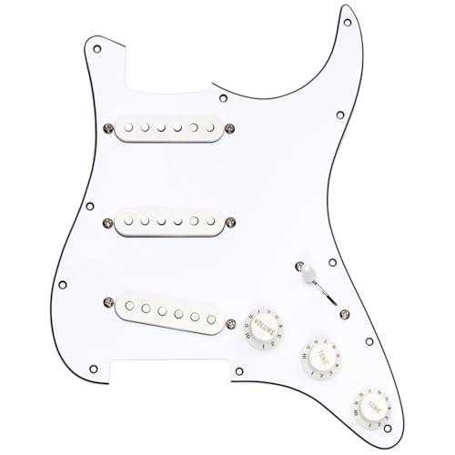 DiMarzio FG2108WA4 Area™ Strat® Replacement Pickguard, White Bundle w/ 12-Pack Guitar Pick and Liquid Audio Polishing Cloth