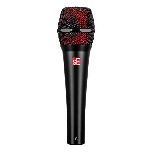 SE Electronics V7 BLACK Studio Grade Handheld Supercardioid Microphone with Shock Mount (Black)