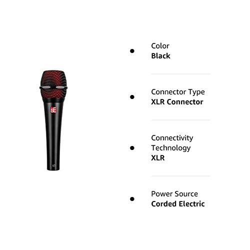 SE Electronics V7 BLACK Studio Grade Handheld Supercardioid Microphone with Shock Mount (Black)