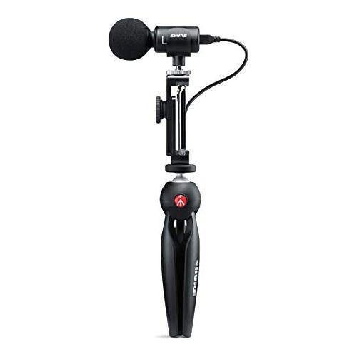 Shure Portable Videography Kit - Professional Recording Rig with MV88+ iPhone Mic, Manfrotto PIXI Tripod, Phone Clamp, Mount, AMV88-Fur Windjammer and SE215 PRO Sound Isolating Earbuds (MV88+SE215-CL)