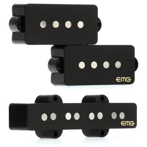 EMG GZR-PJHZ (Geezer Butler) Black Signature PJ Bass Guitar Pickup Set Bundle w/ 12x Fender Guitar Picks, and Liquid Audio Polishing Cloth