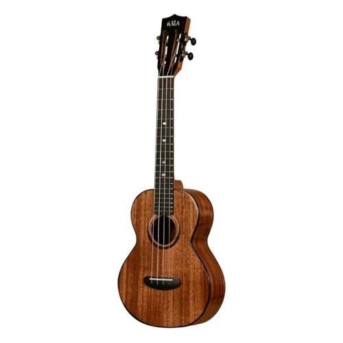 Kala Contour All Solid Gloss Mahogany Tenor Ukulele with Bag, KA-CT-SMH-TG Bundle w/Kala KKBL Klipz Tuner in Blue and Liquid Audio Polishing Cloth