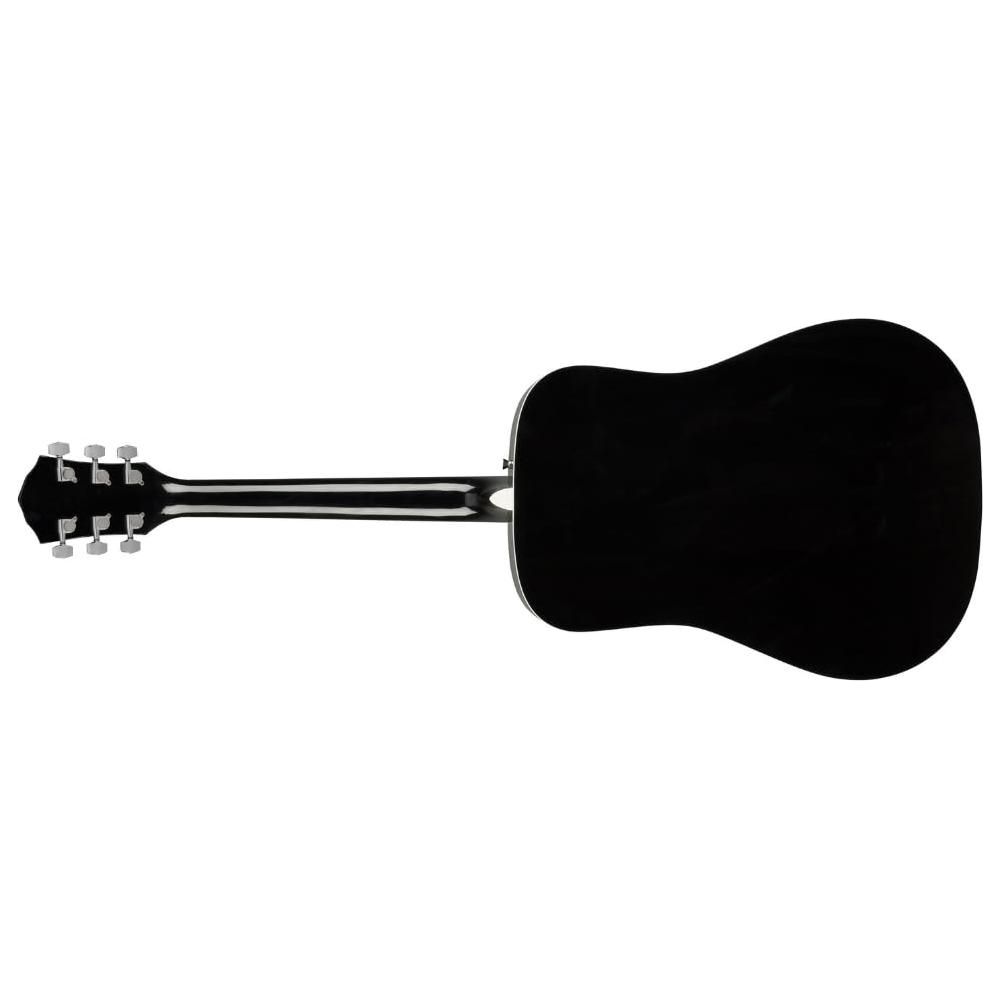 Fender Dreadnought Acoustic Guitar Walnut Fingerboard, Black Guitar Bundle with 12x Fender Guitar Picks and Liquid Audio Instrument Polishing Cloth - FA-125 Model