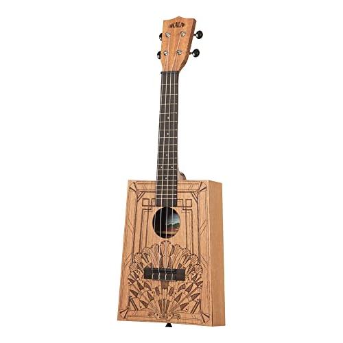 Kala Brand Music Co. Cigar Box Ukulele, 4-String, Right, Natural, Concert (KA-CB-Deco-C-W-Bag)