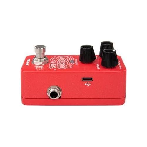 NUX Voodo Vibe NCH-3 Mini Uni-Vie Effect Pedal Bundle w/2x Strukture S6P48 Woven Right Angle Patch Cables, 12x Guitar Picks and Liquid Audio Polishing Cloth