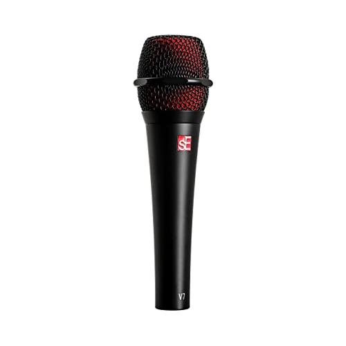 SE Electronics V7 BLACK Studio Grade Handheld Supercardioid Microphone with Shock Mount (Black)