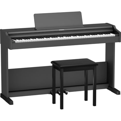 Roland RP107 Digital Compact and Affordable Home Piano with Traditional Upright Styling | Perfect for Beginners |Onboard Bluetooth & More,Black