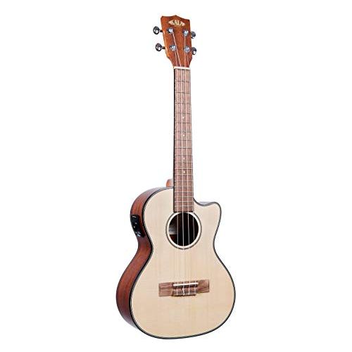 Kala KA-STGE-C Solid Spruce Mahogany Tenor Cutaway Ukulele, Natural w/EQ