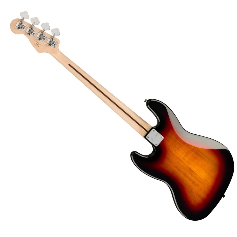 Squier Affinity Series™ Jazz Bass® Guitar, Maple Fingerboard, 3-Color Sunburst, 0378602500 Bundle w/ 12-Pack Guitar Pick and Liquid Audio Polishing Cloth