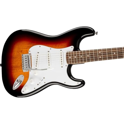 Squier Affinity Series™ Stratocaster®, Indian Laurel Fingerboard, 3-Color Sunburst - 0378000500 Bundle w/ 12-Pack Guitar Pick and Liquid Audio Polishing Cloth