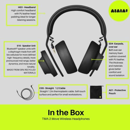 AIAIAI TMA-2 Move Wireless Bluetooth 5.0 Connectivity with +40h Playback, Black