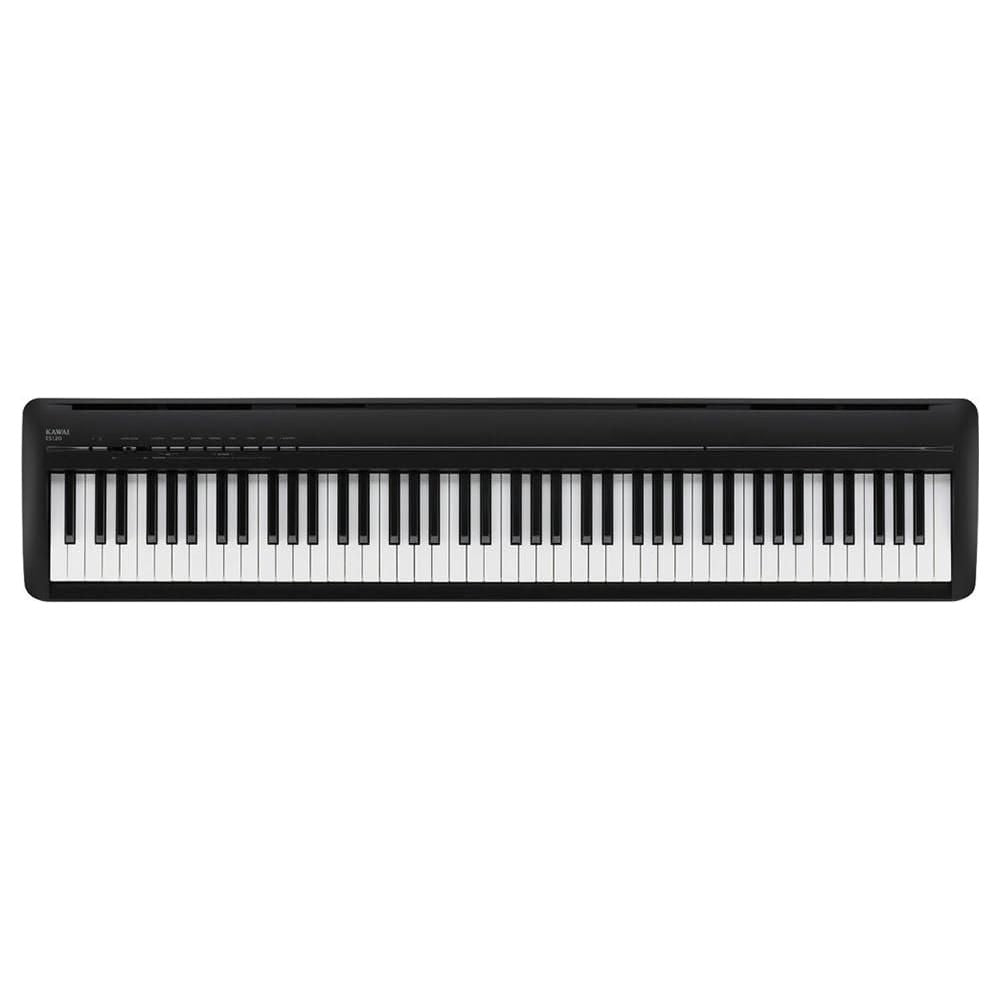 Kawai ES120 88-Key Portable Digital Piano, Stylish Black Bundle with Kawai F-10H Damper Pedal and Liquid Audio Polishing Cloth