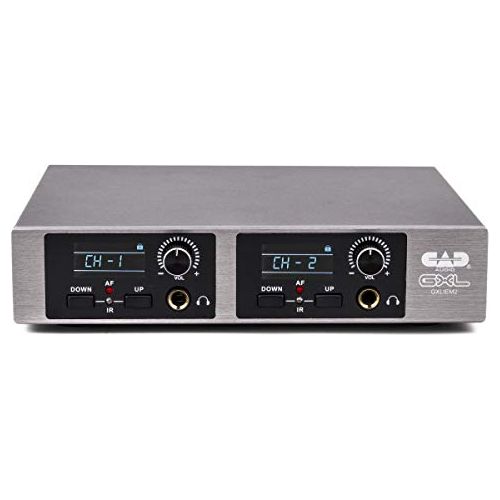 CAD Audio GXLIEM2 Frequency Agile Wireless In Ear Monitor System - Two discrete mixes - includes 2 MEB1 Earbuds, 2 Bodypack Receivers, Rack Mount Ears and Antenna Relocation Kit