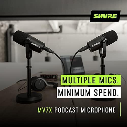 Shure MV7X XLR Podcast Microphone - Pro Quality Dynamic Mic for Podcasting & Vocal Recording, Voice-Isolating Technology, All Metal Construction, Mic Stand Compatible, Optimized Frequency - Black