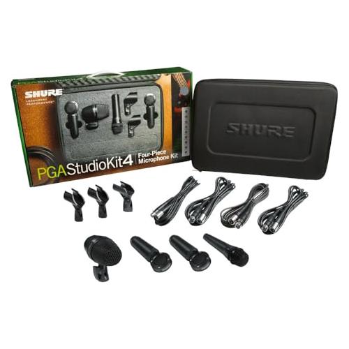 Shure PGASTUDIOKIT4 4-Piece Studio Kit with 1-PGA52, 1-PGA57, 2-PGA181, 1-A25D, 2-WA371, 4-XLR-XLR Cables and Case