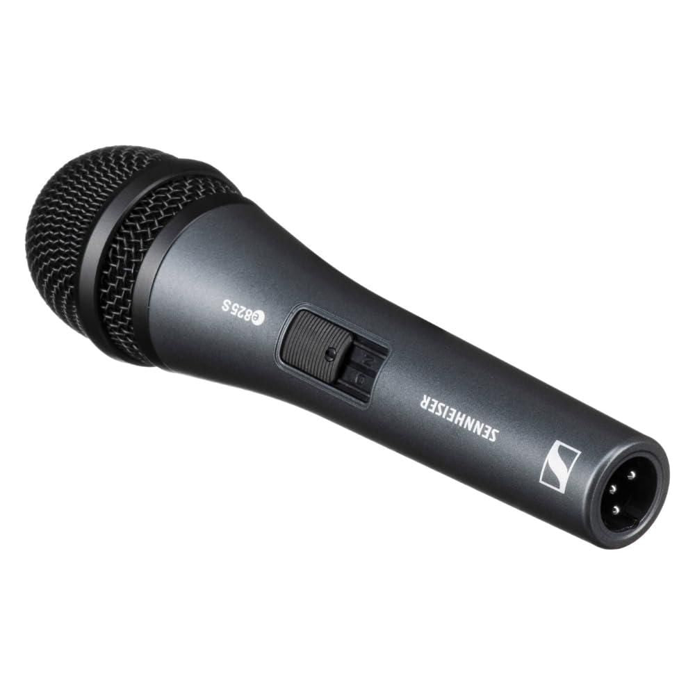 Liquid Audio Sennheiser E825-S Cardioid Dynamic Vocal Microphone Bundle w/Pig Hog PHM10 8mm Mic Cable Polishing Cloth