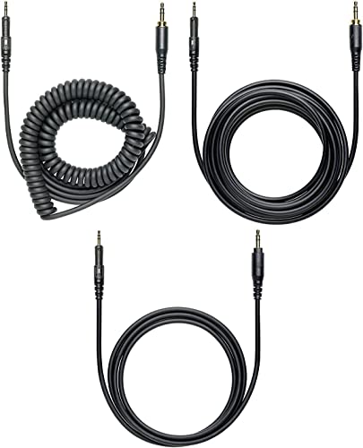 Audio Technica ATH-M50X Professional Studio Monitor Headphones Black Bundle with Pig hog Extension Cable & Liquid Polishing Cloth with Detachable Cable