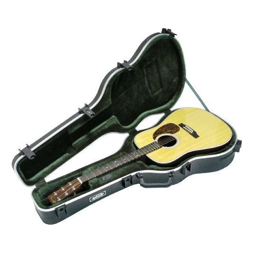 SKB Cases Acoustic Dreadnought Deluxe and 12-String Guitars Hardshell Case with Contoured Arched Lid, TSA Latch, Over-Molded Handle, and EPS Foam Interior