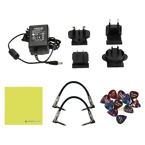 Tech 21 RK5 V2 Richie Kotzen Signature Fly Rig V2 Multi-effects Pedal Bundle w/ 2x Strukture S6P48 Woven Right Angle Patch Cables, 12x Fender Picks and Liquid Audio Polishing Cloth