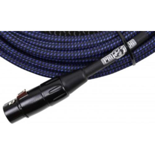 Pig Hog PHM20BBL Black/Blue Woven High Performance XLR Microphone Cable, 20 Feet