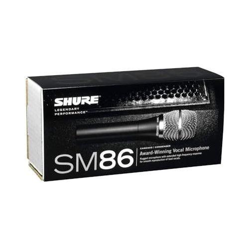 Shure SM86 Cardioid Condenser Vocal Microphone for Professional Use in Live Performance with Built-in 3-Point Shock Mount, 2-Stage Pop Filter to Reduce Wind/Breath Noise, No Cable Included (SM86-LC)