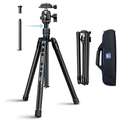 SIRUI Professional Traveler Video Camera Tripod-Carbon Fiber Travel Video Tripod with Fluid Video Head