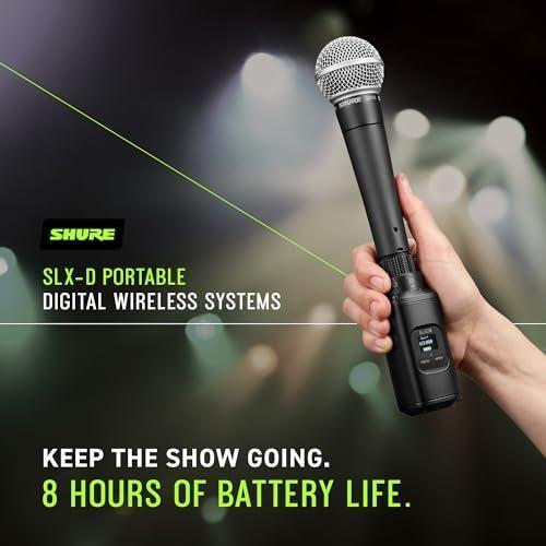 Shure SLXD15/WL85 Portable Digital Wireless System with SLXD1 Bodypack Transmitter, SLXD5 Single-Channel Receiver and WL185 Cardioid Lavalier Microphone | H55 Band (514-558 MHz)