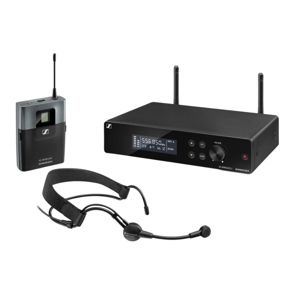 Sennheiser XSW 2-ME3-A Wireless Headworn Microphone System Bundle w/Pig Hog PHM10 8mm Mic Cable, 4-Pack Blucoil AA Batteries and Liquid Audio Polishing Cloth