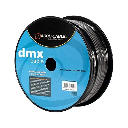 Accu-Cable AC3CDMX300, DMX Stage Light Cable, 3 Pin DMX Extension Cable Spool (300 FT)