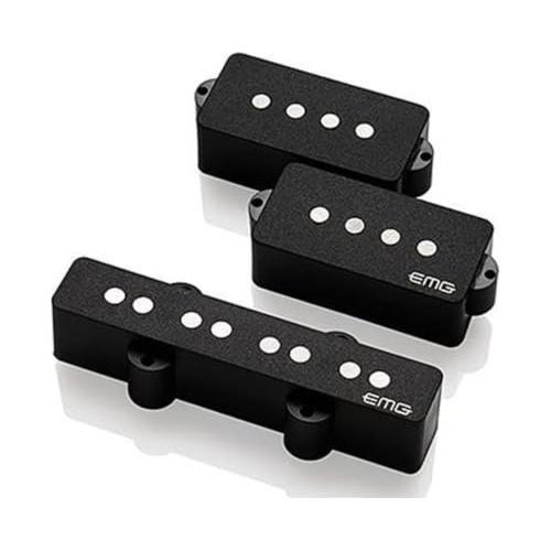 EMG GZR-PJHZ (Geezer Butler) Black Signature PJ Bass Guitar Pickup Set Bundle w/ 12x Fender Guitar Picks, and Liquid Audio Polishing Cloth