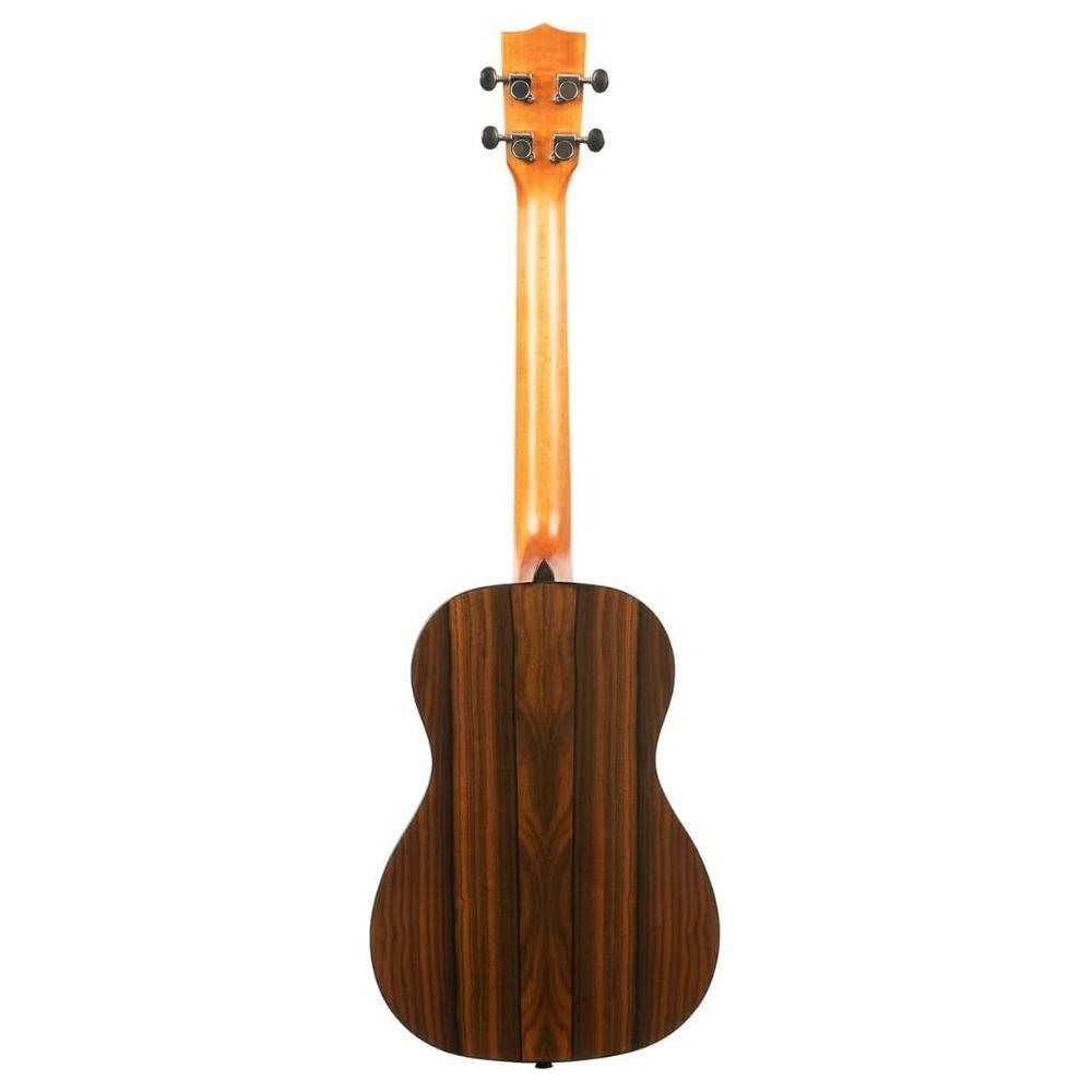 Kala Ziricote Gloss Baritone Ukulele, KA-ZCT-B Bundle w/Kala KKBL Klipz Tuner in Blue and Liquid Audio Polishing Cloth