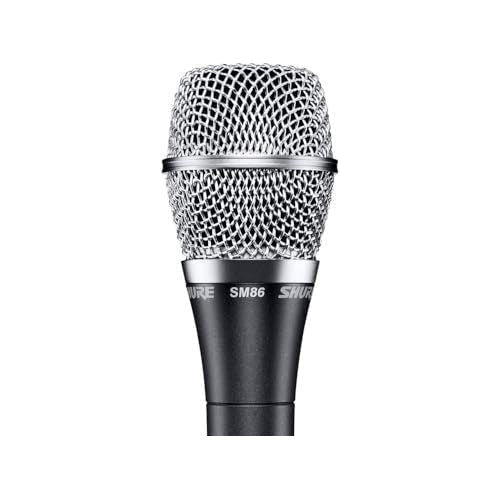 Shure SM86 Cardioid Condenser Vocal Microphone for Professional Use in Live Performance with Built-in 3-Point Shock Mount, 2-Stage Pop Filter to Reduce Wind/Breath Noise, No Cable Included (SM86-LC)