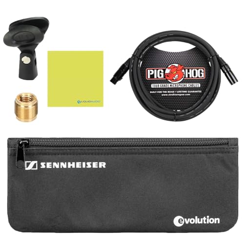 Liquid Audio - Sennheiser E 945 Supercardioid Dynamic Vocal Microphone Bundle w/Pig Hog PHM10 8mm Mic Cable Polishing Cloth