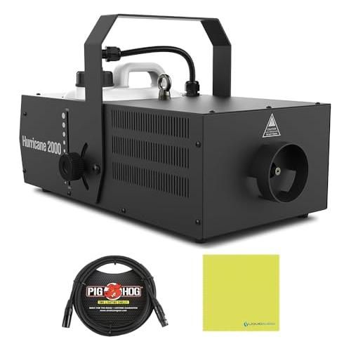 Chauvet H2000 Hurricane 2000 High-volume Fog Machine Bundle w/Pig Hog PHDMX10 Lighting Cable and Liquid Audio Polishing Cloth