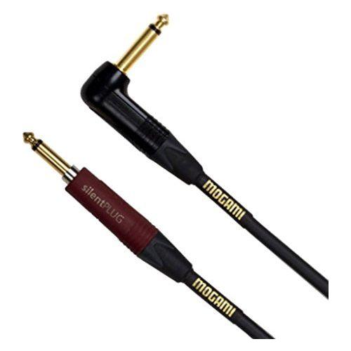 Mogami GOLD INSTRUMENT SILENT S-18R Instrument Cable, Gold 1/4" TS Right Angle Plug Connector 18FT