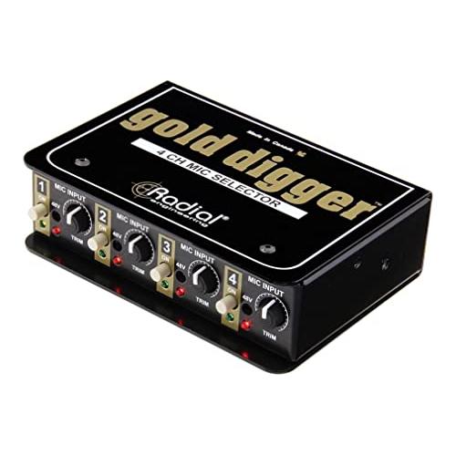 Radial Engineering Gold Digger 4-Channel Mic Selector Straight Wire Distortion-Free Signal Path