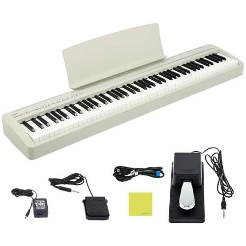 Kawai ES120 88-Key Portable Digital Piano, Light Gray Bundle with Kawai F-10H Damper Pedal and Liquid Audio Polishing Cloth