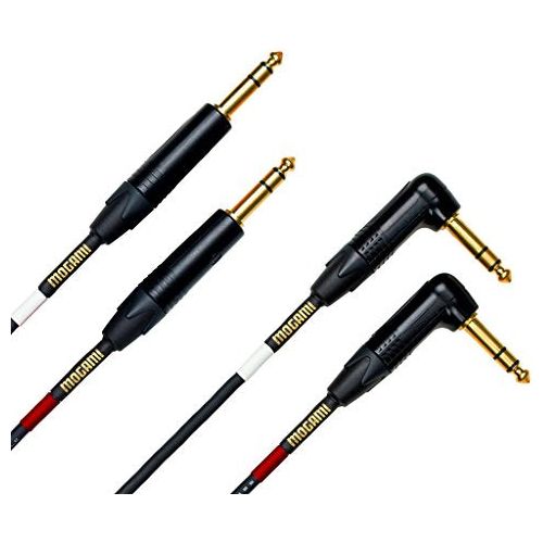 Mogami GOLD KEY SB-R Balanced Stereo Keyboard Instrument Cable, 1/4" TRS Male Plugs, Gold Contacts, Dual Right Angle to Dual Straight Connectors