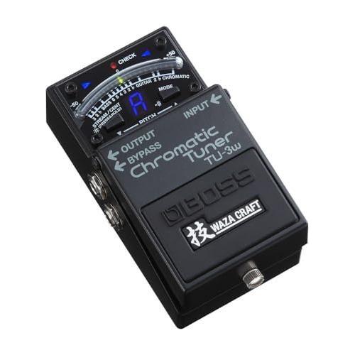 Boss TU-3W Waza Craft Chromatic Tuner with Bypass Bundle w/2x Strukture S6P48 Woven Right Angle Patch Cables, 12x Guitar Picks and Liquid Audio Polishing Cloth