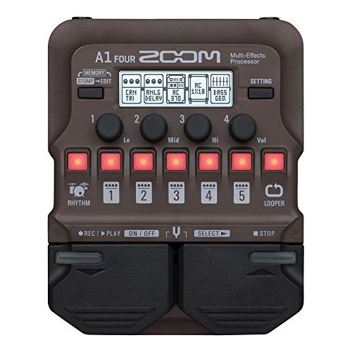 Zoom A1 FOUR Acoustic Instrument Multi-Effects Processor Pedal, Acoustic Modeling, Looper, Rhythm Section, For Guitar, Saxophone, Trumpet, Violin, Harmonica, and Upright Bass