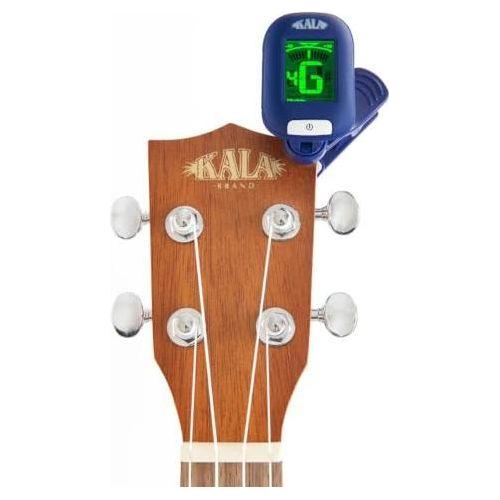 Kala Contour All Solid Gloss Mahogany Tenor Ukulele with Bag, KA-CT-SMH-TG Bundle w/Kala KKBL Klipz Tuner in Blue and Liquid Audio Polishing Cloth