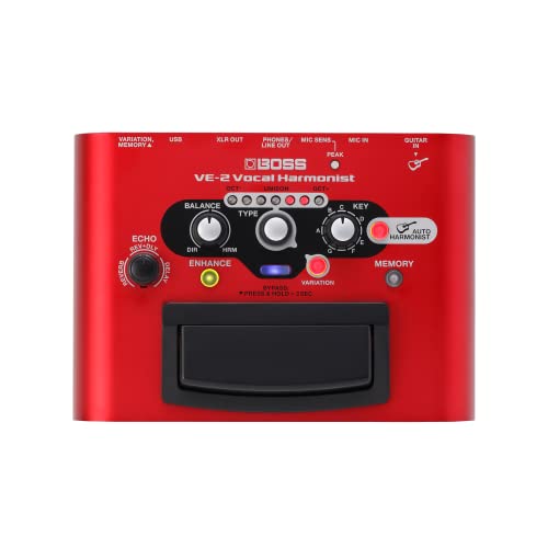 BOSS VE-2 Vocal Echo Pedal for Singing Guitarists | Real-Time Vocal Harmonies and Effects | Create Harmonies with Manual Key Selection | Connect Guitar for Auto Harmony Function | 24 Harmony Types